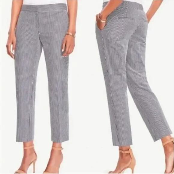 Ann Taylor Seersucker Devin Fit Ankle Pant Size 10 - Picture 1 of 8